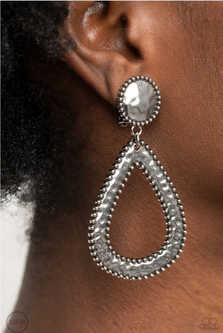 Beyond The Borders-Silver Clip-On Earrings