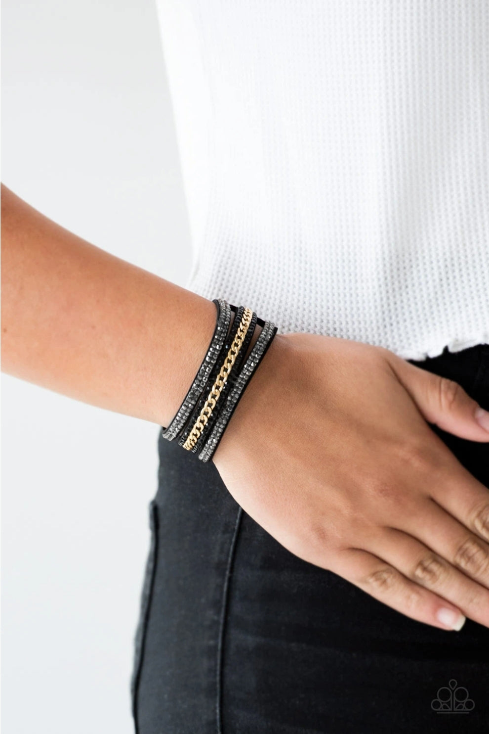 Rollin' In Rhinestones-Black Urban Bracelet