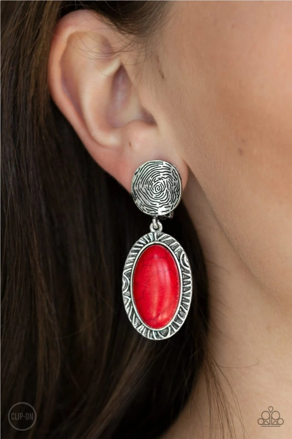 Southern Impressions-Red Clip-on Earring