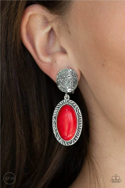 Southern Impressions-Red Clip-on Earring
