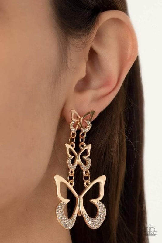 Flamboyant Flutter-Gold Post Earring