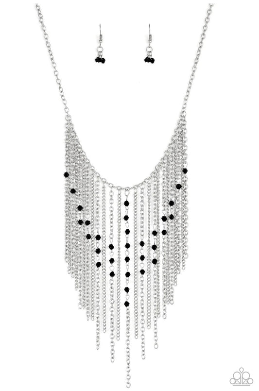First Class Fringe-Black Necklace