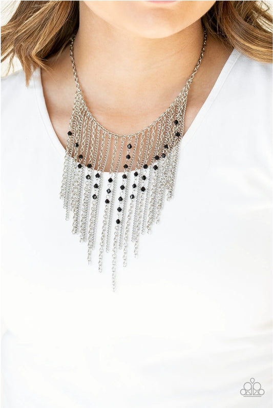 First Class Fringe-Black Necklace
