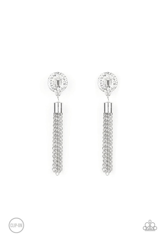 Perfectly Prestigious-White Clip-On Earring