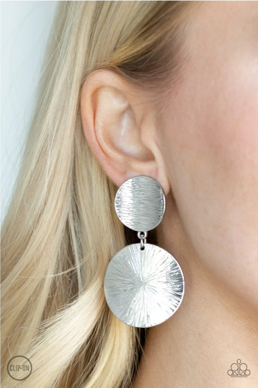 BRIGHT On Cue-Silver Clip-On Earring