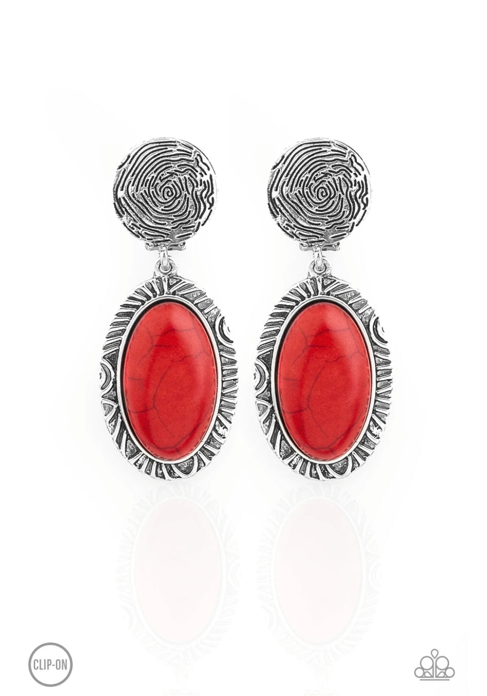 Southern Impressions-Red Clip-on Earring