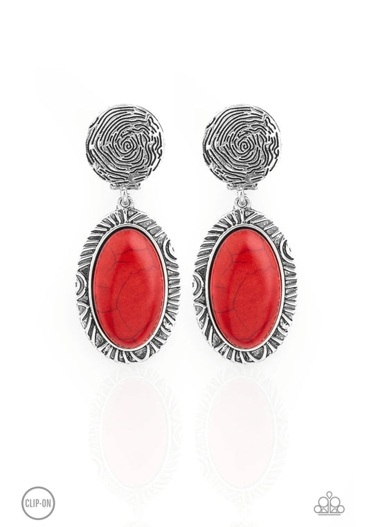 Southern Impressions-Red Clip-on Earring