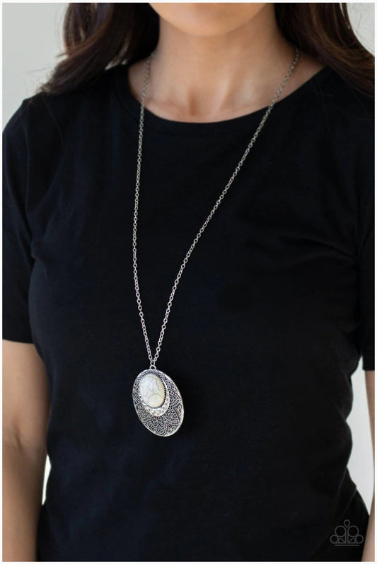 Medallion Meadow-White Necklace