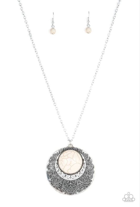 Medallion Meadow-White Necklace